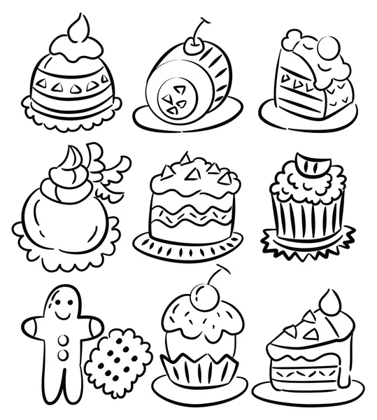 Ręcznie rysować kreskówki ciasto ikona — Wektor stockowy