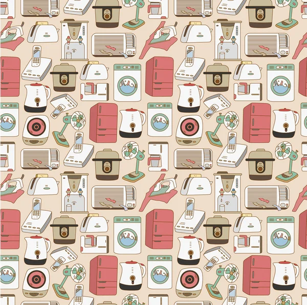 Seamless home appliances pattern — Stock Vector