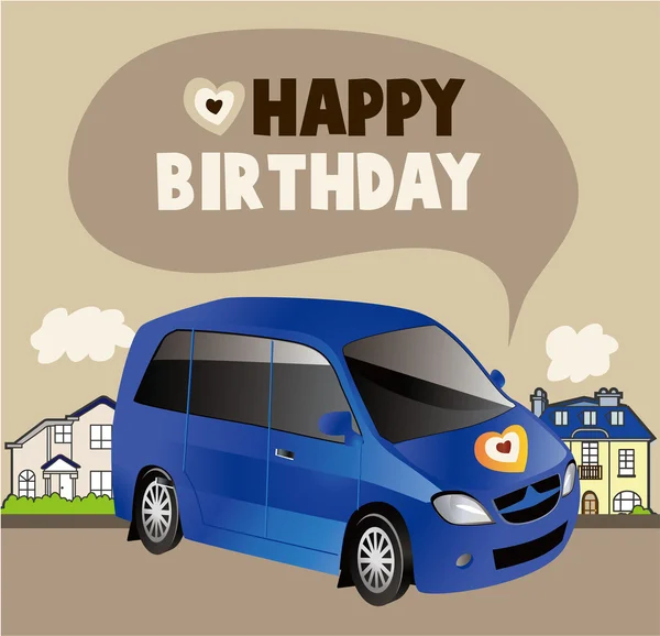 Auto verjaardagskaart — Stockvector