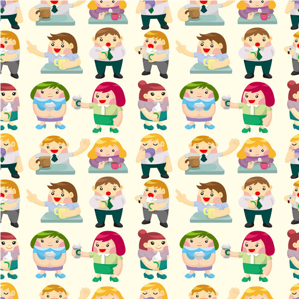 seamless office worker tea time pattern