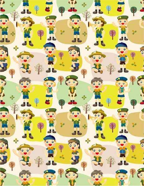 Seamless boy girl scout pattern — Stock Vector