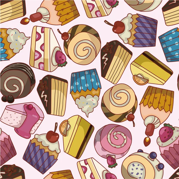 Sömlös tecknad tårta mönster — Stock vektor