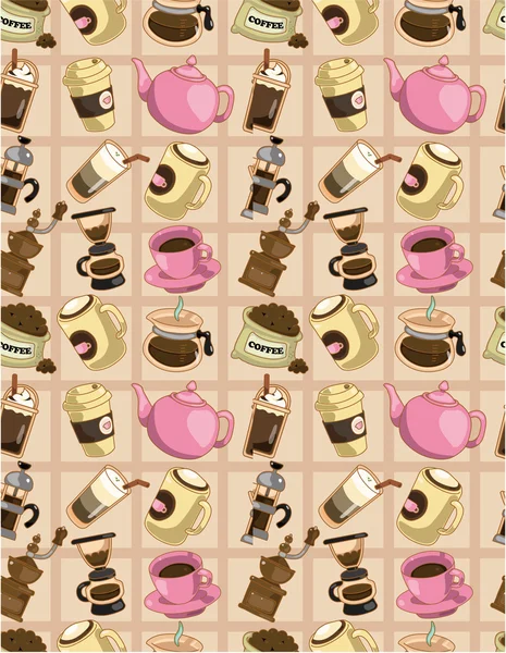 Senza soluzione di continuità modello di caffè cartone animato — Vettoriale Stock