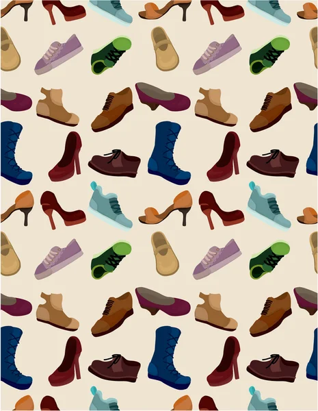 Zapatos de dibujos animados conjunto patrón sin costura — Archivo Imágenes Vectoriales