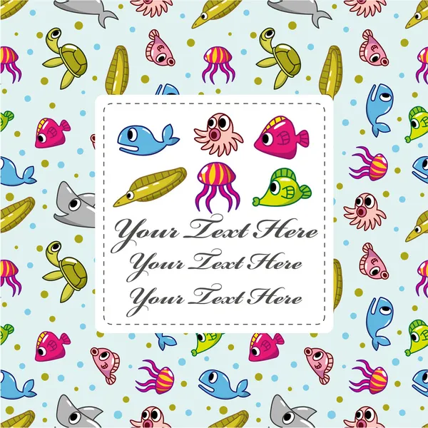 Cartoon cartão de peixe — Vetor de Stock