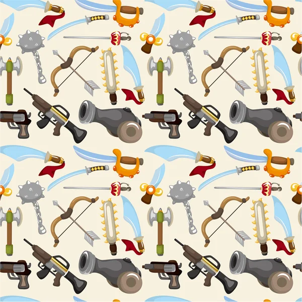 Мультфильм оружие набор бесшовный шаблон — стоковый вектор