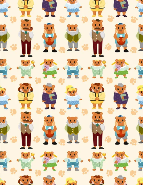 Cartoon Ikonuppsättning bear family seamless mönster — Stock vektor