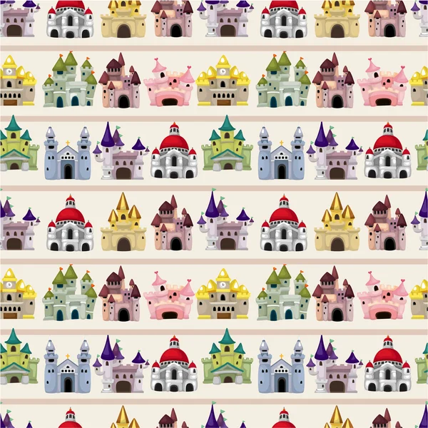 Cartoon Fairy tale castle seamless pattern — Stock Vector