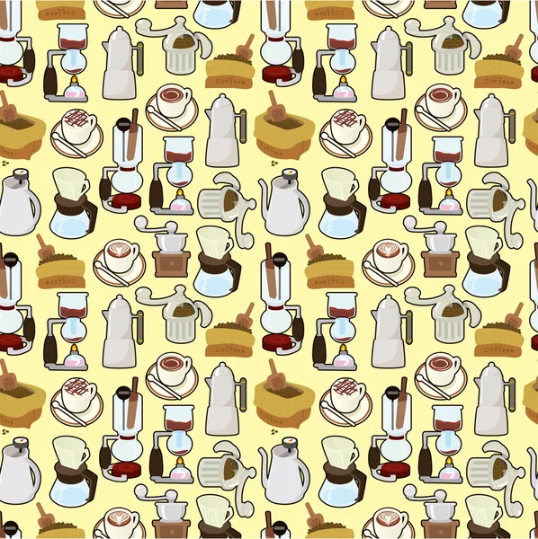Dessin animé café motif sans couture — Image vectorielle