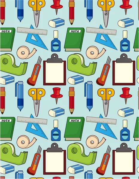 Dibujos animados papelería patrón sin costura — Vector de stock