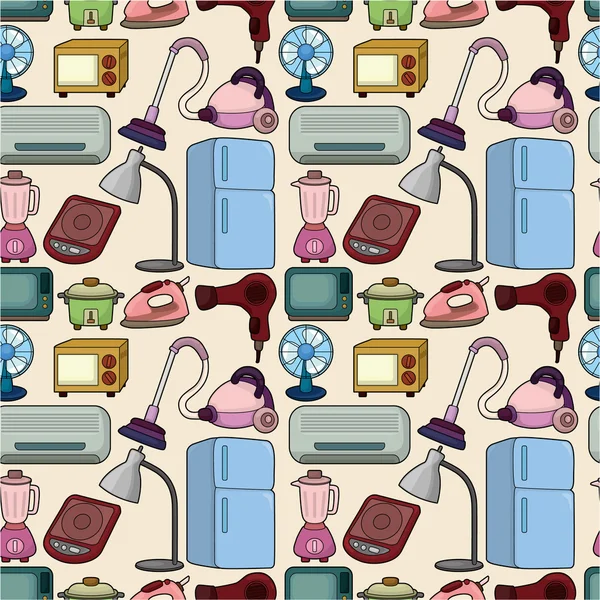 Nahtlose Cartoon-Muster von Haushaltsgeräten — Stockvektor