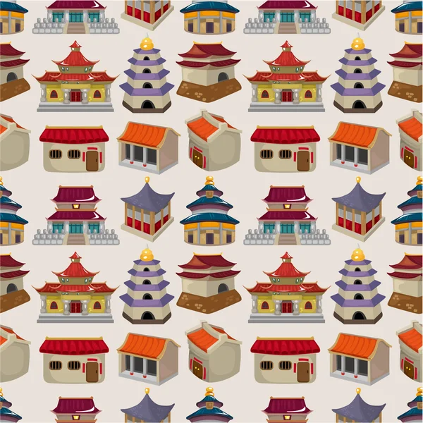 Dibujos animados casa china patrón sin costuras — Vector de stock