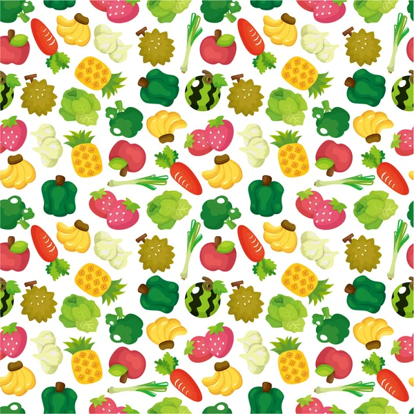 Cartoon Fruits and Vegetables seamless pattern — Stock Vector