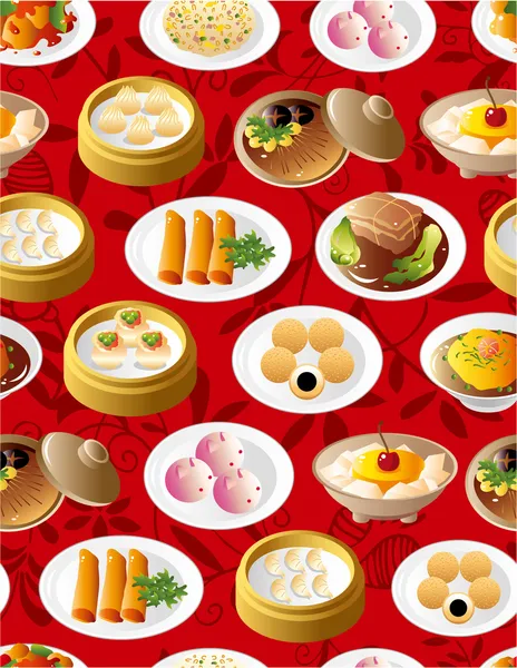 Sömlös kinesisk mat mönster — Stock vektor