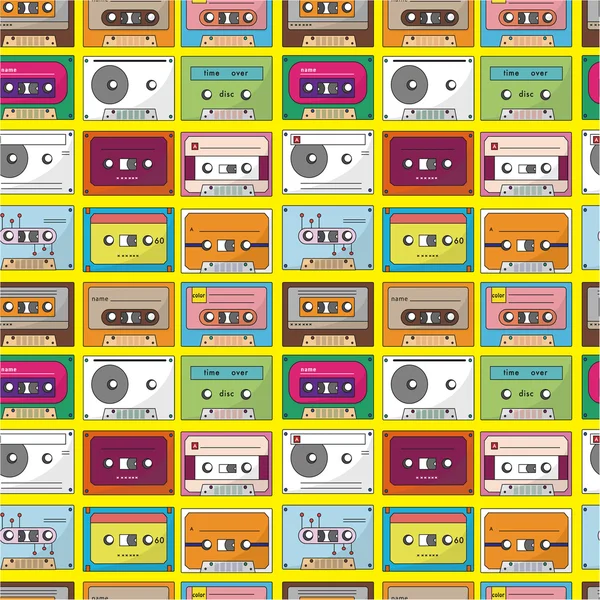音楽テープのシームレスなパターン — ストックベクタ