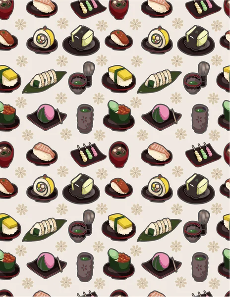 Patrón de comida japonesa sin costuras — Archivo Imágenes Vectoriales