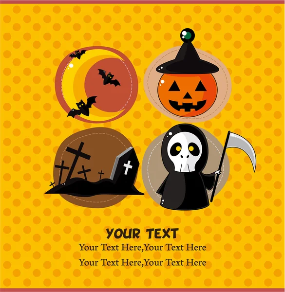 Carte de fête Halloween dessin animé — Image vectorielle