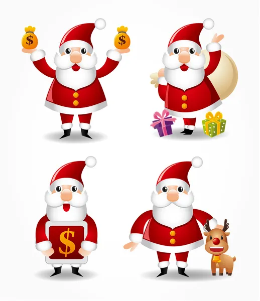 Cartoon jultomten Ikonuppsättning — Stock vektor