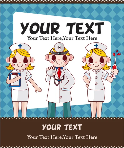 Cartoni animati medico e scheda infermiere — Vettoriale Stock
