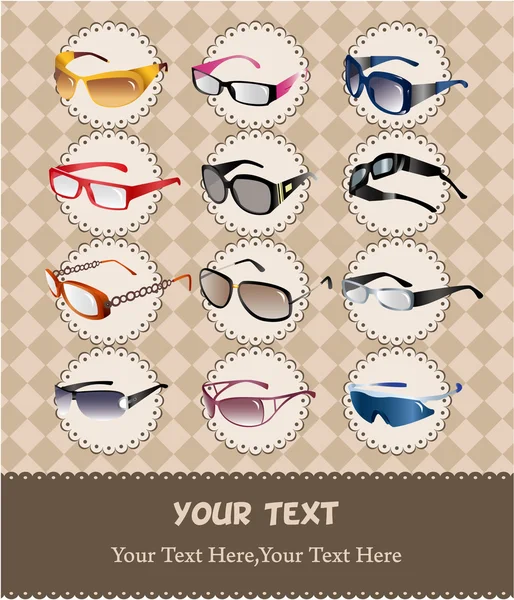 Carta occhiali da sole cartone animato — Vettoriale Stock