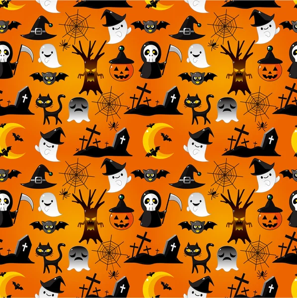 Dessin animé Halloween motif sans couture — Image vectorielle