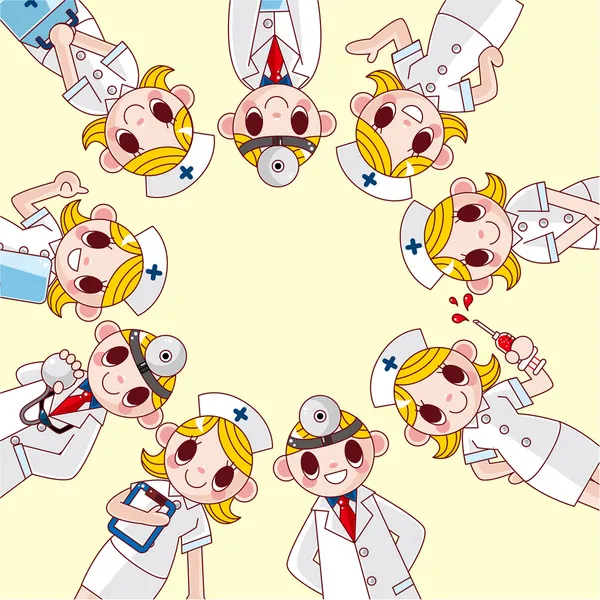 Γιατρό και νοσοκόμα κάρτα γελοιογραφία — Διανυσματικό Αρχείο