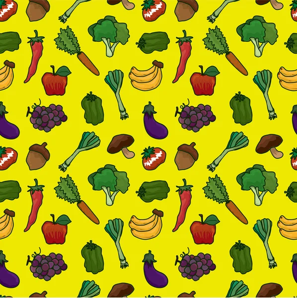 Fruits and Vegetables seamless pattern — Stock Vector