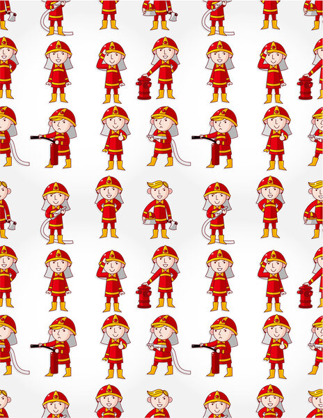 cartoon Fireman seamless pattern
