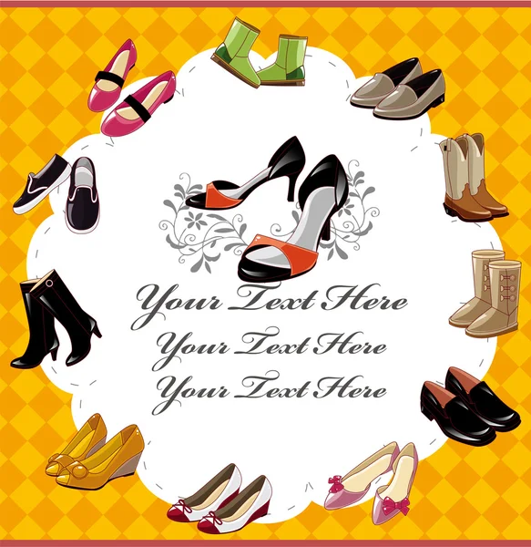 Cartão de sapato moda — Vetor de Stock