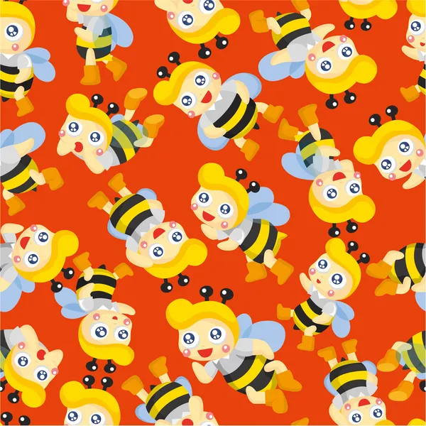 Dessin animé abeille garçon modèle sans couture — Image vectorielle