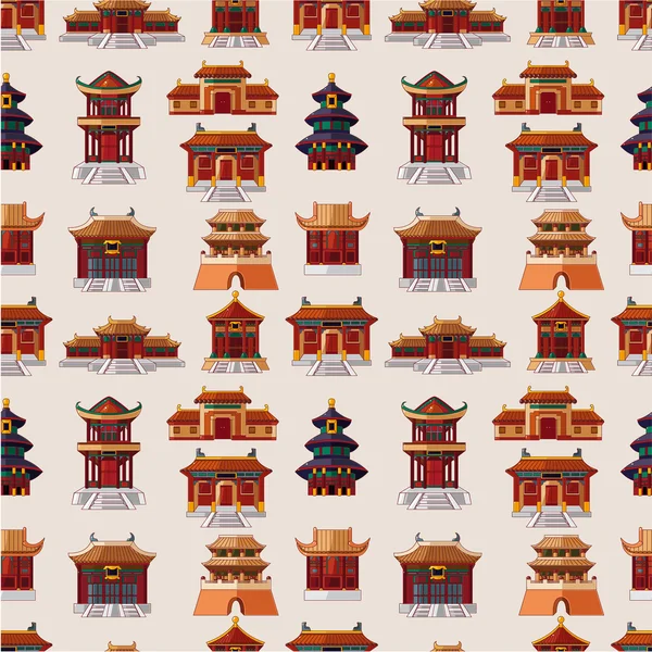 Dibujos animados casa china patrón sin costuras — Archivo Imágenes Vectoriales