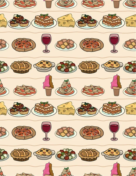 卡通意大利食品无缝模式 — 图库矢量图片