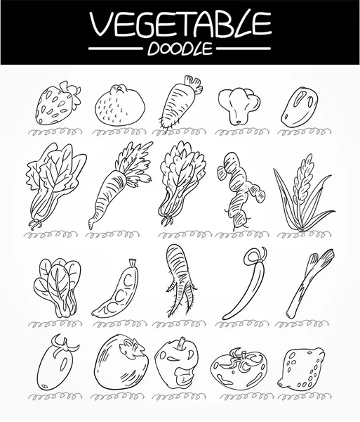 stock vector vegetable doodle icon set