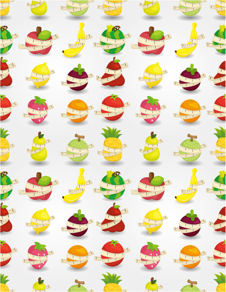 fresh fruit and ruler health seamless pattern