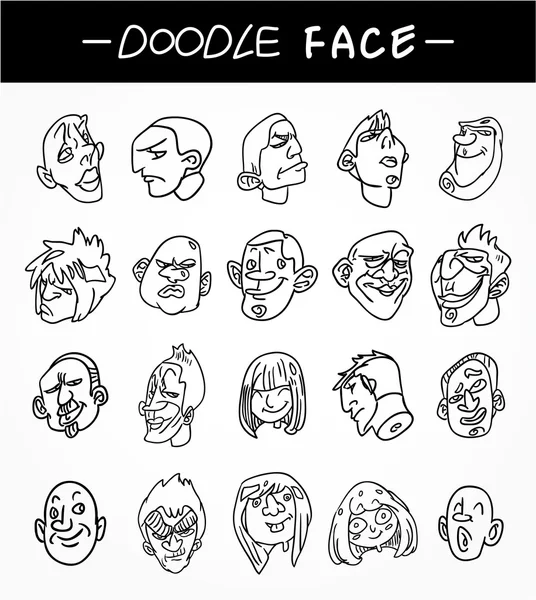 Hand draw face icons set — Stock Vector
