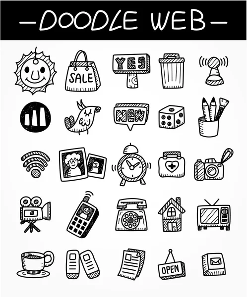 Web doodle ícone conjunto — Vetor de Stock