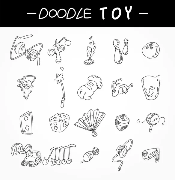 Mano dibujar juguete elemento iconos conjunto — Archivo Imágenes Vectoriales