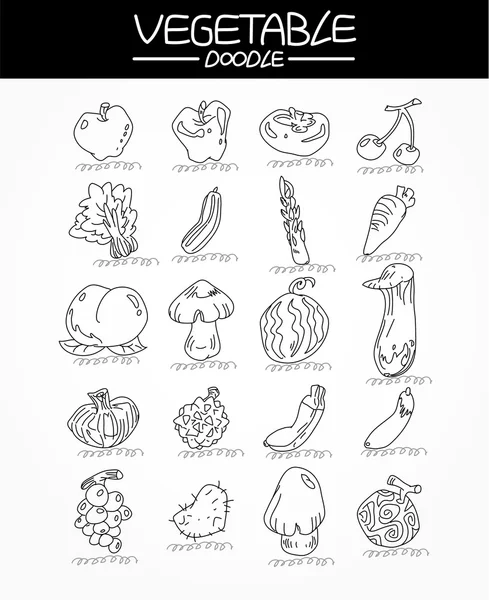 Jeu d'icônes de légumes dessin à la main — Image vectorielle