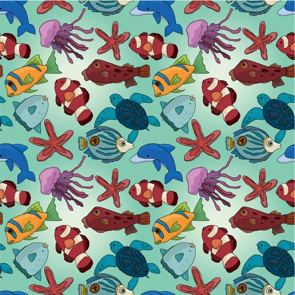 Tecknade fisk seamless mönster — Stock vektor
