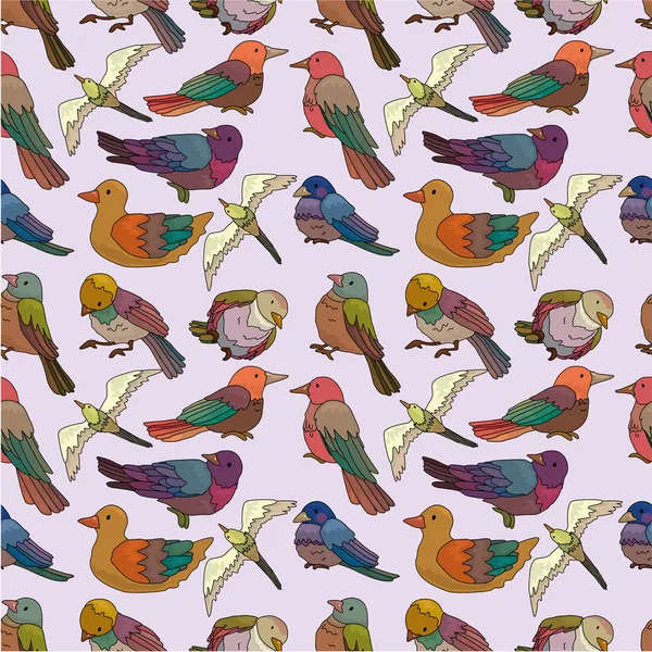 Tecknade fågeln seamless mönster — Stock vektor