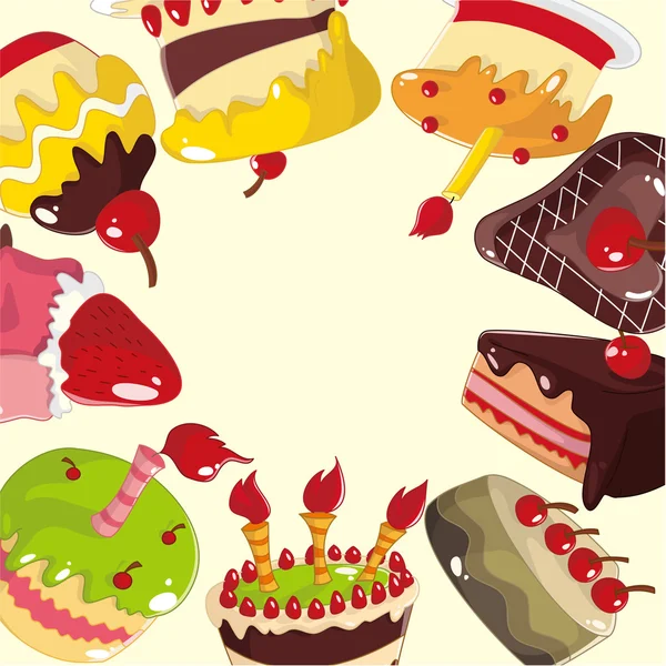 Carte gâteau dessin animé mignon — Image vectorielle