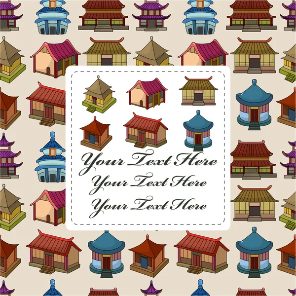 Мультфильм Китайский дом бесшовный шаблон — стоковый вектор