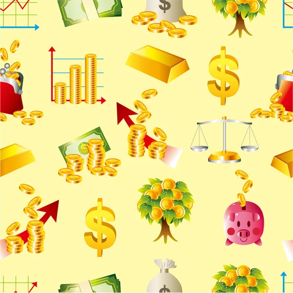 Cartoon Financiën & geld naadloze patroon — Stockvector