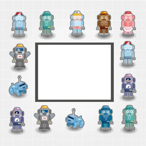 Γελοιογραφία ρομπότ κάρτα γελοιογραφία ρομπότ κάρτα — Διανυσματικό Αρχείο
