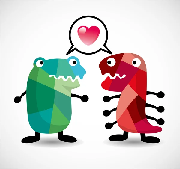 Dibujos animados monstruo amor tarjeta — Vector de stock