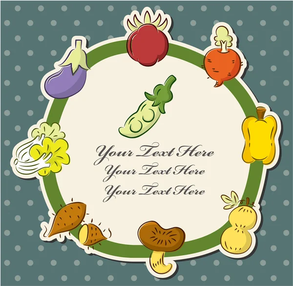 만화 건강 과일과 야채 카드 — 스톡 벡터
