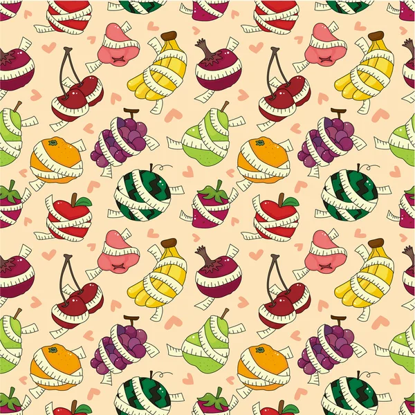 Fruta fresca y patrón sin costuras de la salud regla — Archivo Imágenes Vectoriales