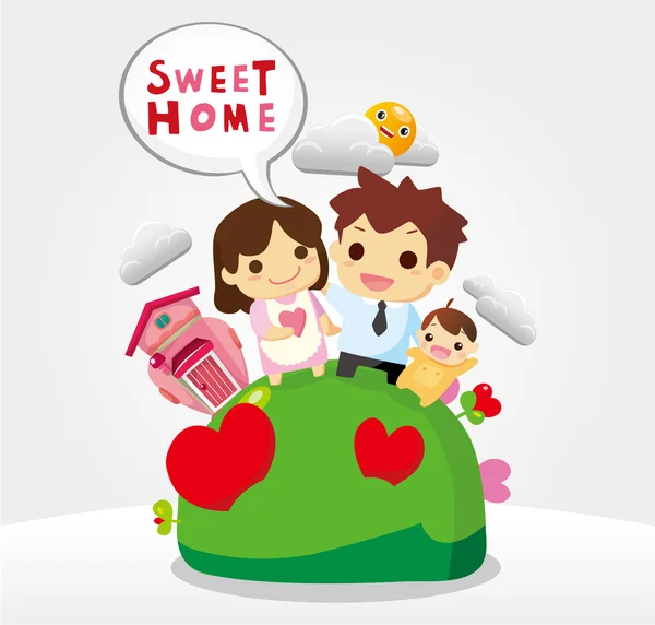 Sweet home, carte familiale — Image vectorielle