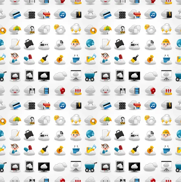 Icons for Cloud network, seamless pattern — стоковый вектор