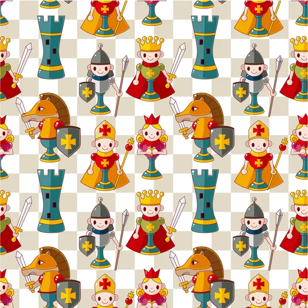 Cartoon chess seamless pattern — Stok Vektör